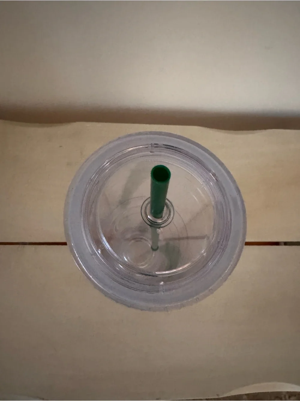 Starbucks Clear Tumbler with Green Logo and Dark Green Straw